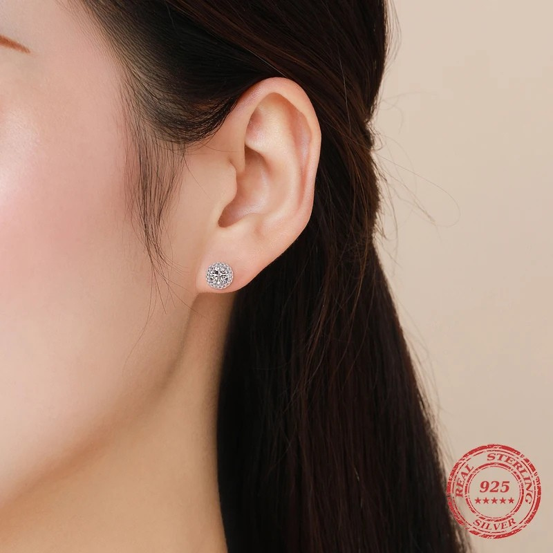 Aretes Stud de Zirconia Plata 925