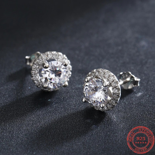 Aretes Stud de Zirconia Plata 925