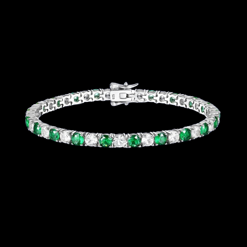 Pulso Esmeralda O Rubi-Moissanite Plata 925 4mm-5mm