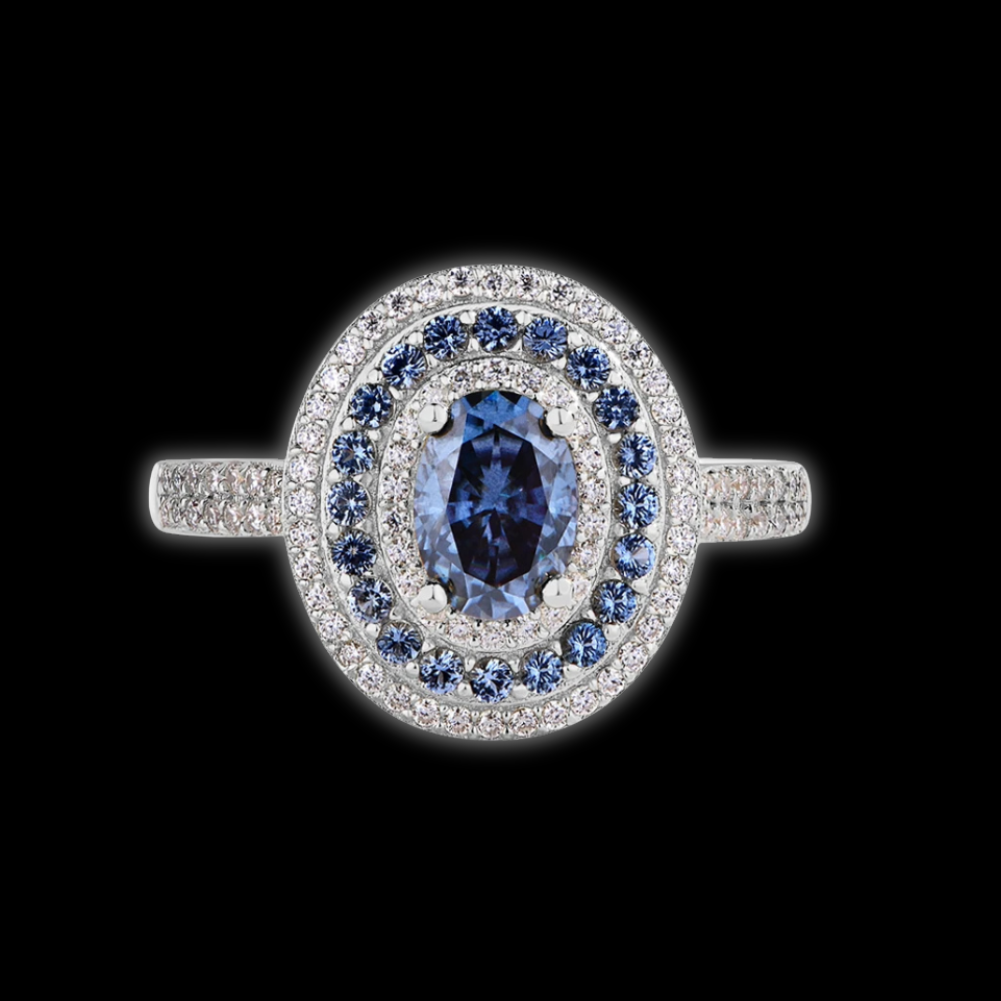 Cielo Eterno – Moissanita Azul y Plata Estelar