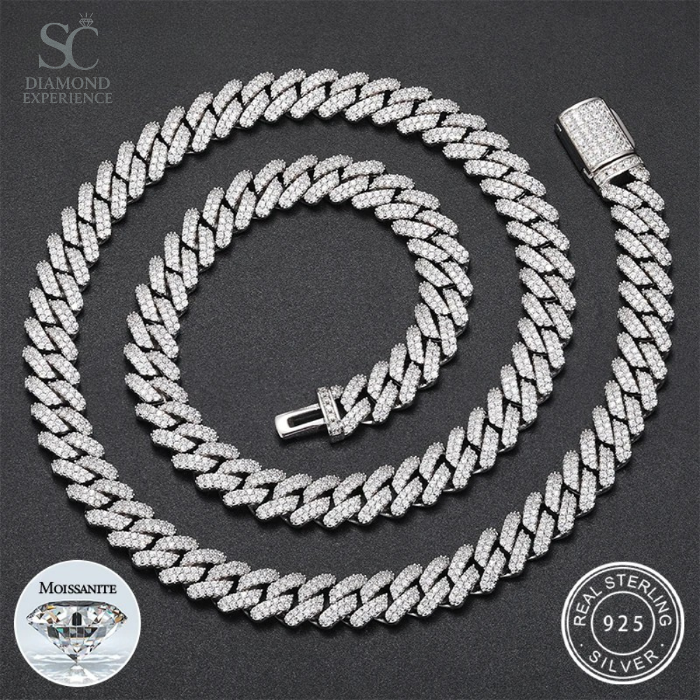 Miami Cuban Link Iced Out 9MM en Plata 925 Moissanita Certificada