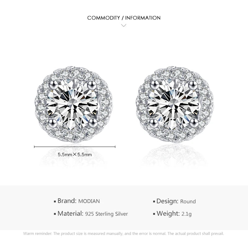 Aretes Stud de Zirconia Plata 925