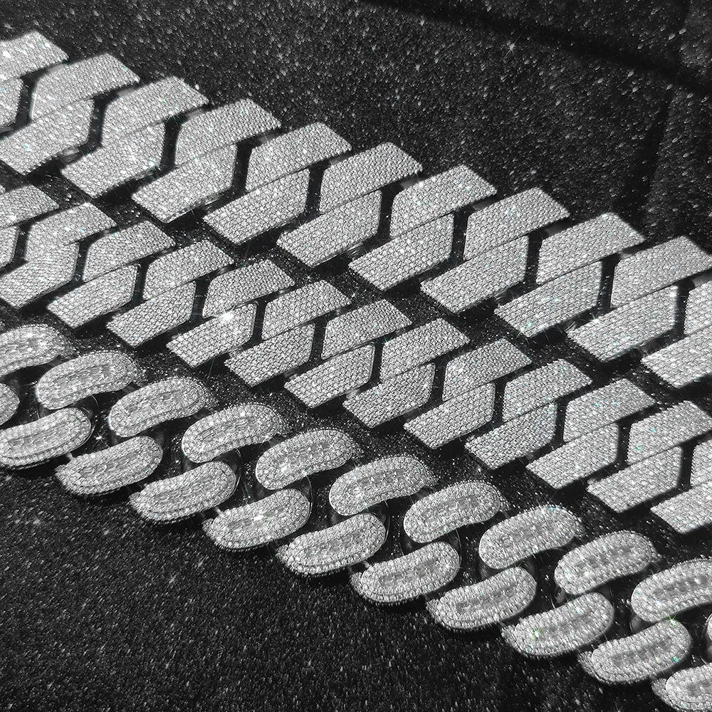 Big Size 30mm Hip Hop Jewelry Iced Out Miami Prong Cuban Chain Rapper Inlay 7 Rows CZ Cuban Link Chain Necklace For Men