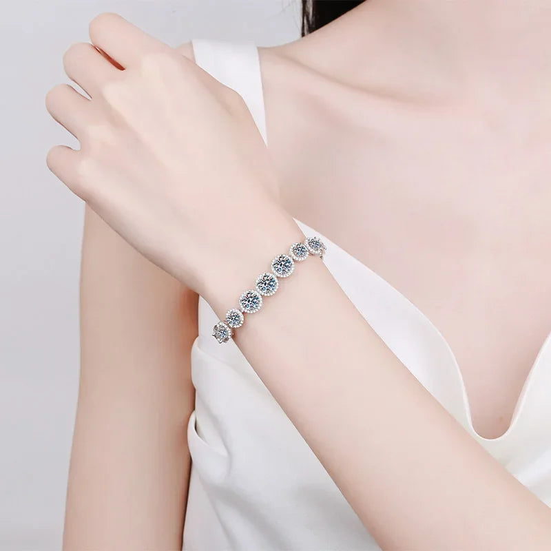 Pulso moissanita Luz Brillante-Plata 925