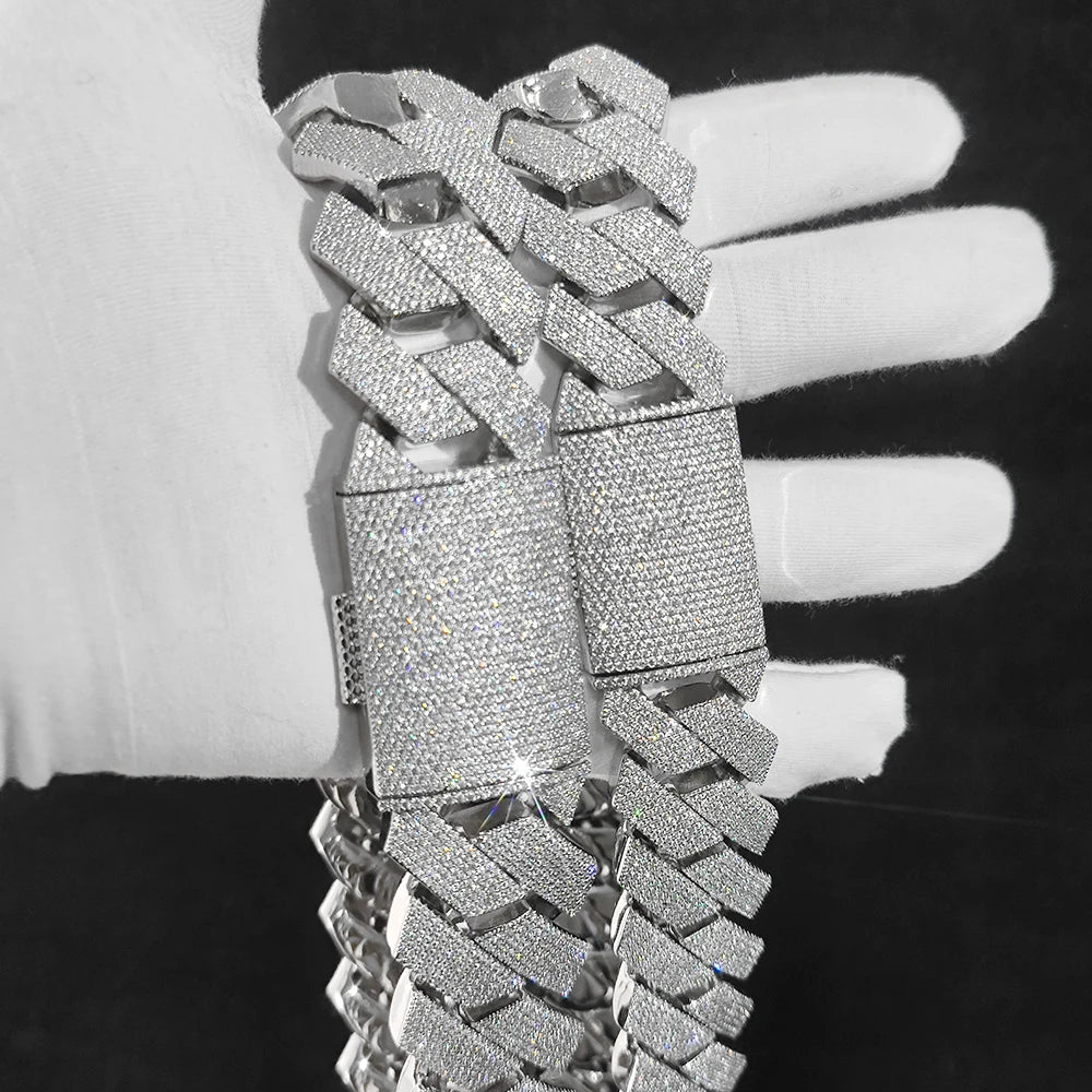 Big Size 30mm Hip Hop Jewelry Iced Out Miami Prong Cuban Chain Rapper Inlay 7 Rows CZ Cuban Link Chain Necklace For Men