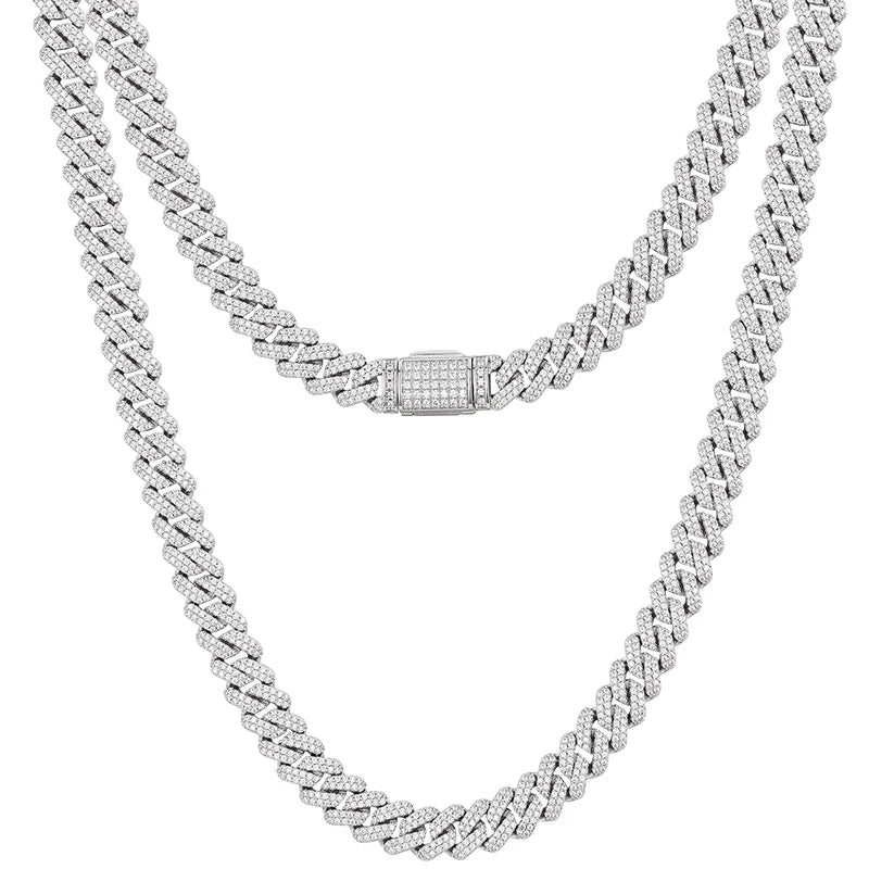 9mm Iced Out Miami Cuban Link Chain Men Jewelry D Color VVS Moissanite Certified Jewelry 925 Sterling Silver Necklace For Women
