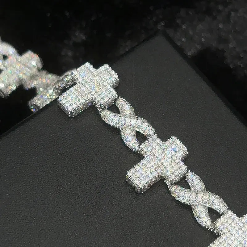 TUHE High Quality Classic Unisex Cross Bracelet Moissanite With Certificate For 925 Silver Bracelet Hip Hop Jewelry Gift