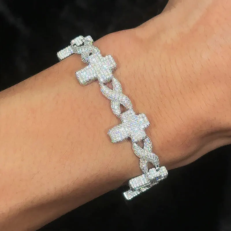 TUHE High Quality Classic Unisex Cross Bracelet Moissanite With Certificate For 925 Silver Bracelet Hip Hop Jewelry Gift
