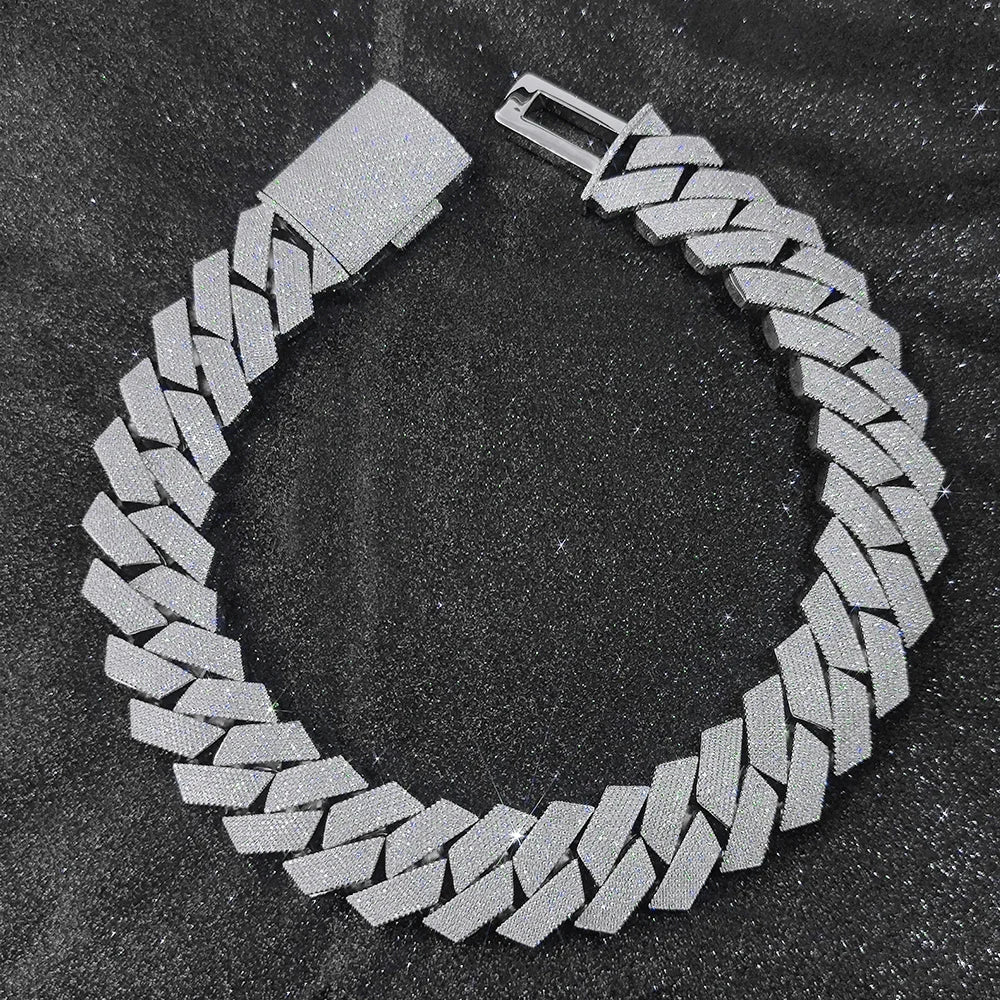 Big Size 30mm Hip Hop Jewelry Iced Out Miami Prong Cuban Chain Rapper Inlay 7 Rows CZ Cuban Link Chain Necklace For Men