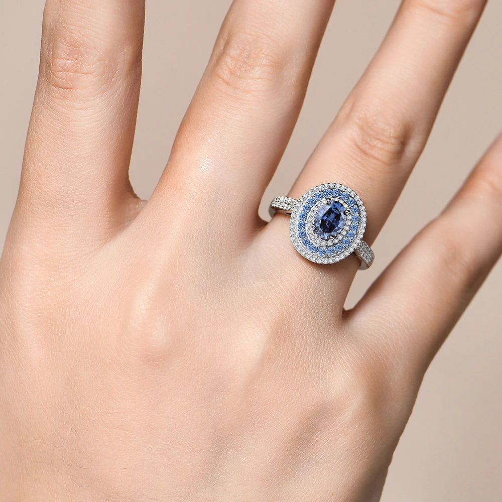 Cielo Eterno – Moissanita Azul y Plata Estelar