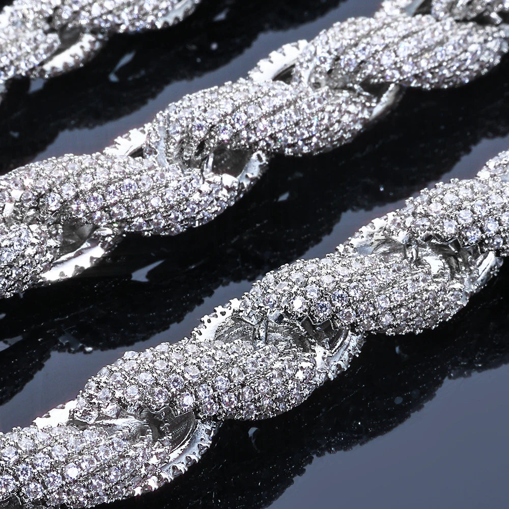 ESKEEM Bling Iced Out Cubic Zirconia Rope Chain Choker for Women Men Hiphop Jewelry Full Pave CZ Necklace