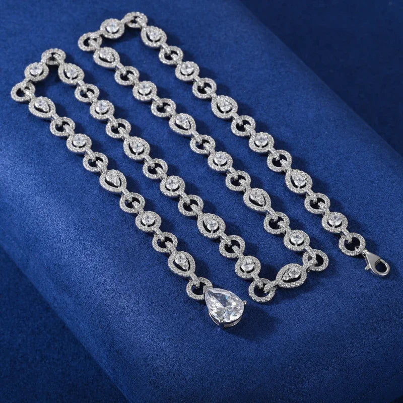 Full Moissanite Waterdrop Diamond Necklace For Women 925 Sterling Silver Neck Chain Iced Out Bling Luxury Wedding Party Jewelry