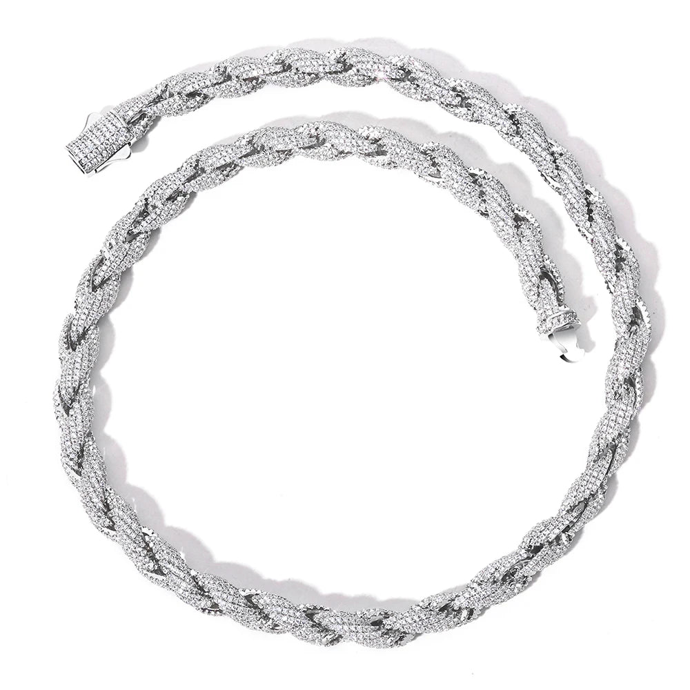 ESKEEM Bling Iced Out Cubic Zirconia Rope Chain Choker for Women Men Hiphop Jewelry Full Pave CZ Necklace