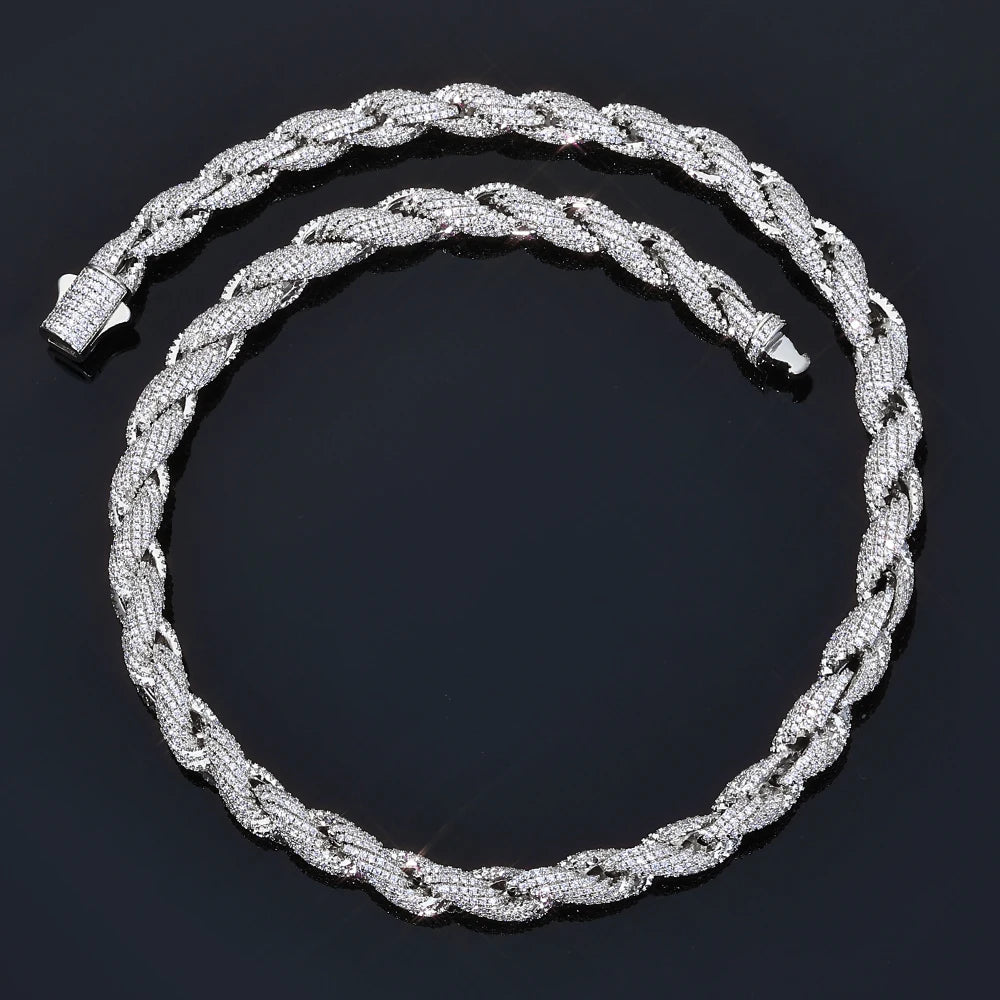 ESKEEM Bling Iced Out Cubic Zirconia Rope Chain Choker for Women Men Hiphop Jewelry Full Pave CZ Necklace