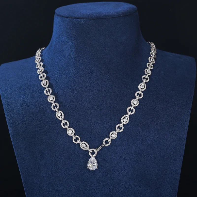 Full Moissanite Waterdrop Diamond Necklace For Women 925 Sterling Silver Neck Chain Iced Out Bling Luxury Wedding Party Jewelry