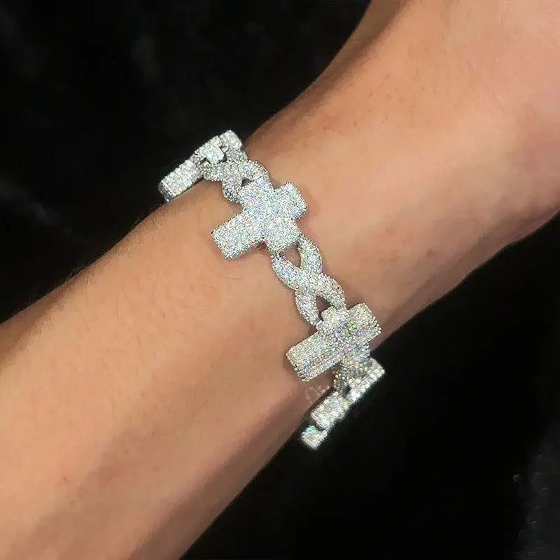TUHE High Quality Classic Unisex Cross Bracelet Moissanite With Certificate For 925 Silver Bracelet Hip Hop Jewelry Gift