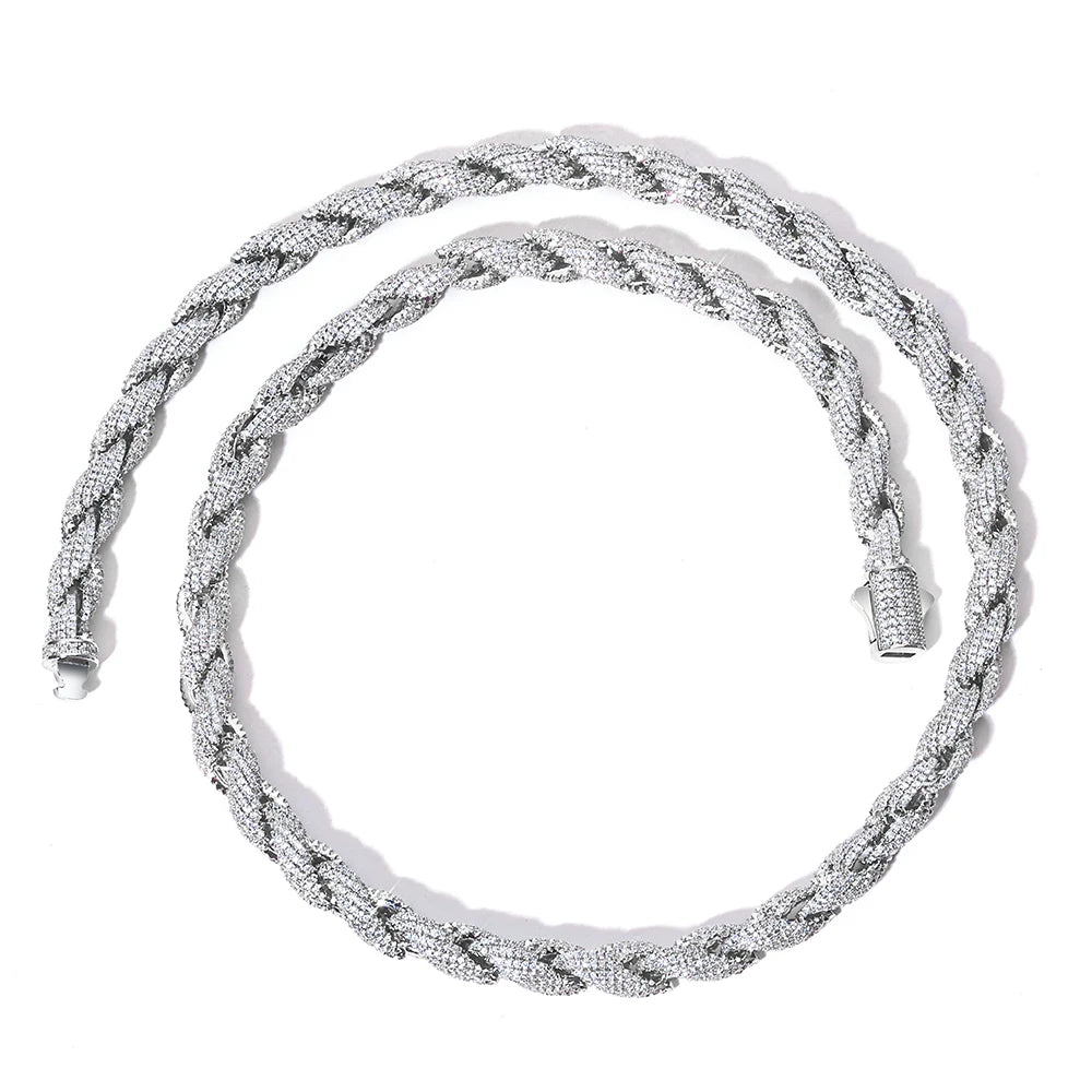 ESKEEM Bling Iced Out Cubic Zirconia Rope Chain Choker for Women Men Hiphop Jewelry Full Pave CZ Necklace