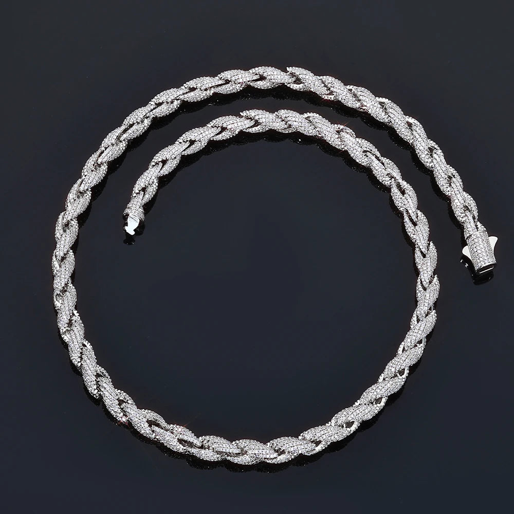 ESKEEM Bling Iced Out Cubic Zirconia Rope Chain Choker for Women Men Hiphop Jewelry Full Pave CZ Necklace
