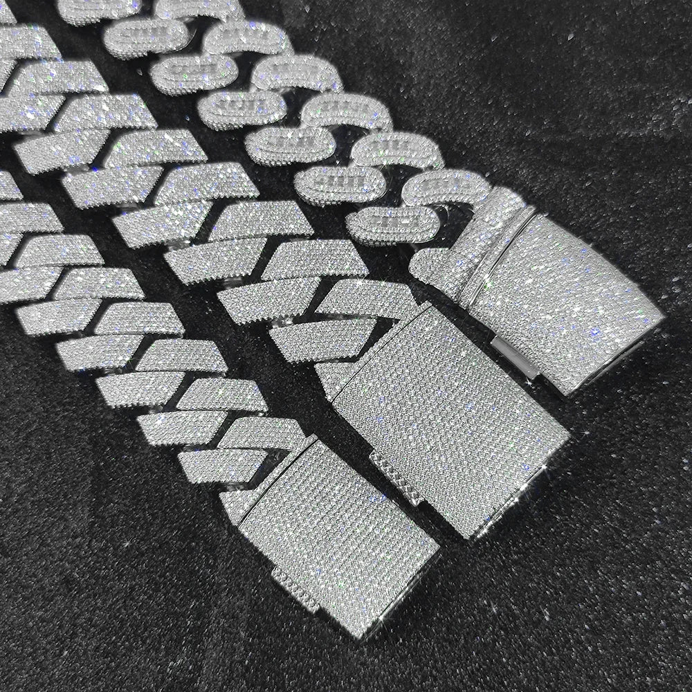 Big Size 30mm Hip Hop Jewelry Iced Out Miami Prong Cuban Chain Rapper Inlay 7 Rows CZ Cuban Link Chain Necklace For Men